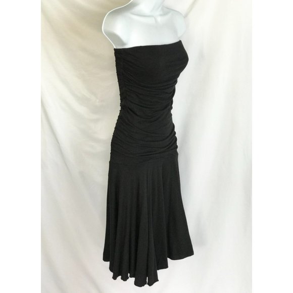 Anthropologie Velvet Sheath Little Black Dress Strapless - Picture 4 of 10